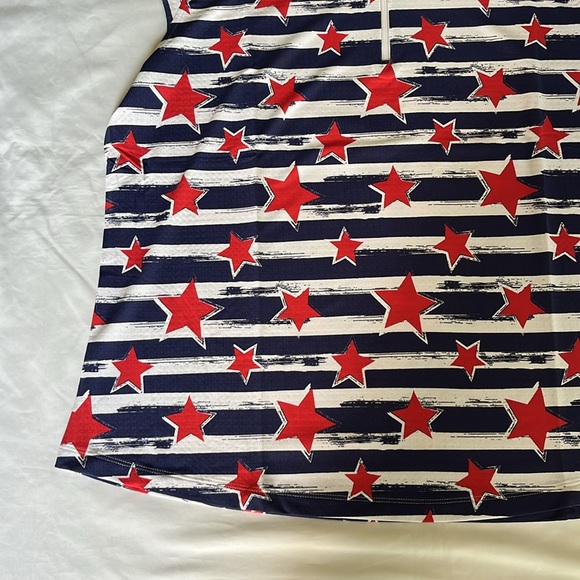 Ibkul Americana ll Sleeveless Zip Polo Golf Top Red Navy Stars Stripes XXL NWT - Picture 5 of 10